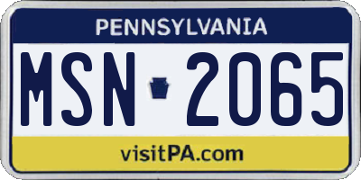 PA license plate MSN2065