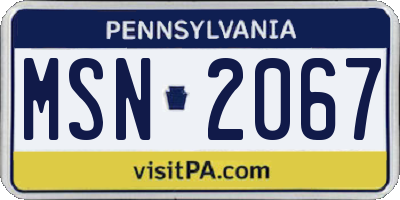 PA license plate MSN2067