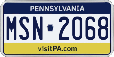 PA license plate MSN2068