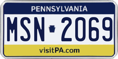 PA license plate MSN2069