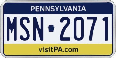 PA license plate MSN2071