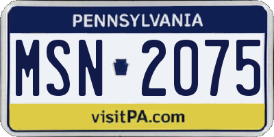PA license plate MSN2075