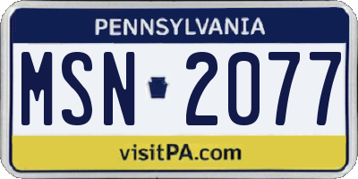 PA license plate MSN2077