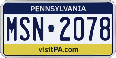 PA license plate MSN2078