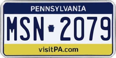 PA license plate MSN2079