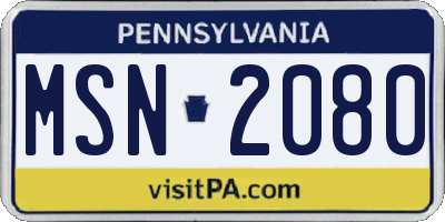 PA license plate MSN2080