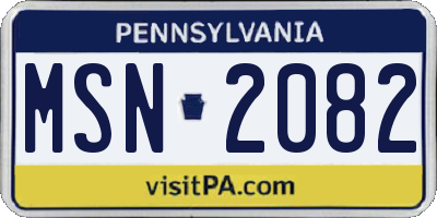 PA license plate MSN2082