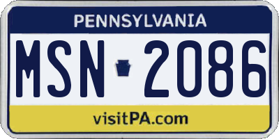 PA license plate MSN2086