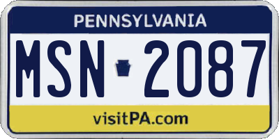 PA license plate MSN2087