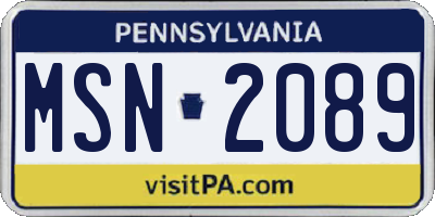 PA license plate MSN2089