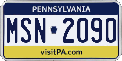 PA license plate MSN2090