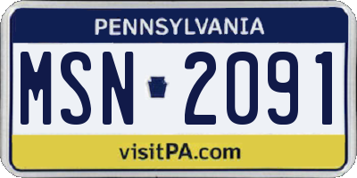 PA license plate MSN2091