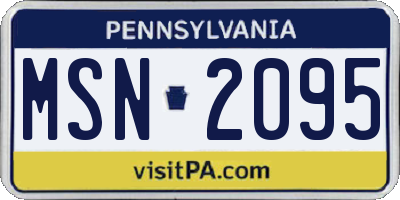 PA license plate MSN2095