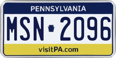 PA license plate MSN2096
