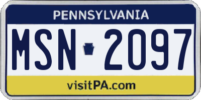 PA license plate MSN2097