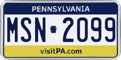 PA license plate MSN2099