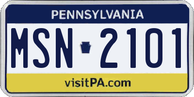 PA license plate MSN2101