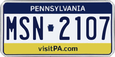 PA license plate MSN2107