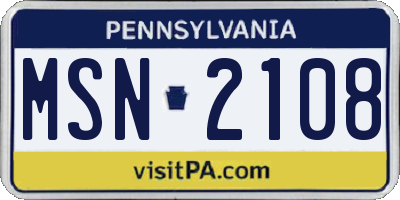 PA license plate MSN2108