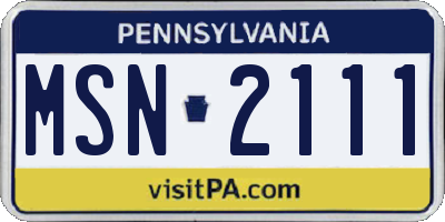 PA license plate MSN2111
