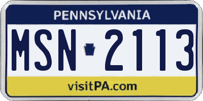 PA license plate MSN2113