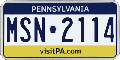 PA license plate MSN2114