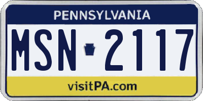 PA license plate MSN2117