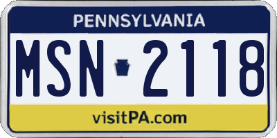 PA license plate MSN2118