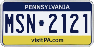 PA license plate MSN2121