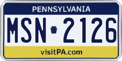PA license plate MSN2126