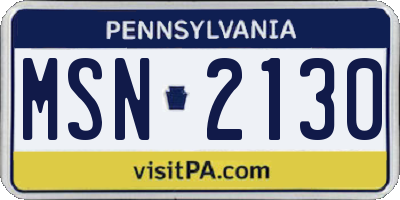 PA license plate MSN2130