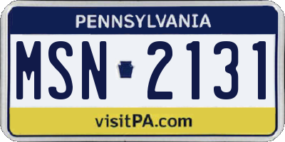 PA license plate MSN2131