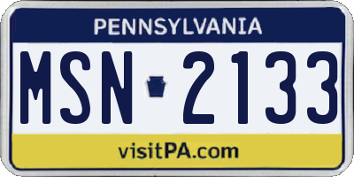 PA license plate MSN2133