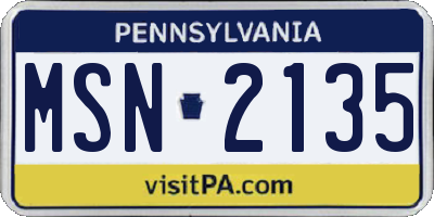 PA license plate MSN2135
