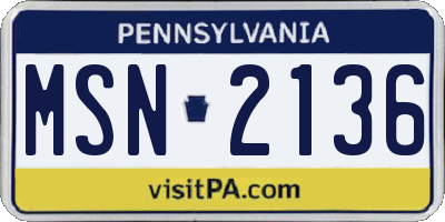 PA license plate MSN2136