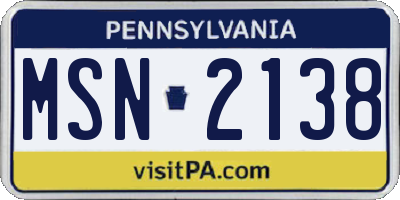 PA license plate MSN2138