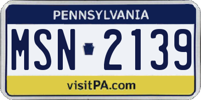 PA license plate MSN2139