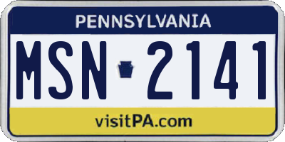 PA license plate MSN2141