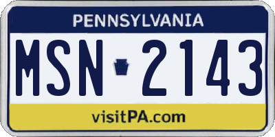 PA license plate MSN2143