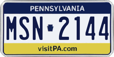 PA license plate MSN2144