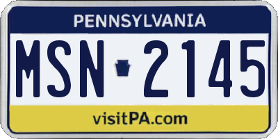 PA license plate MSN2145