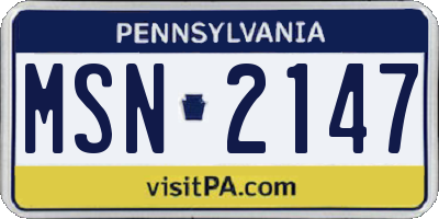 PA license plate MSN2147