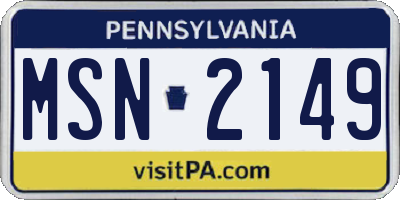 PA license plate MSN2149