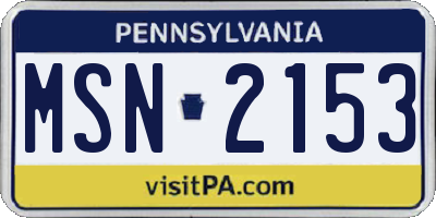 PA license plate MSN2153