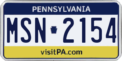 PA license plate MSN2154