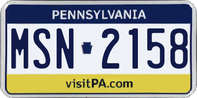 PA license plate MSN2158