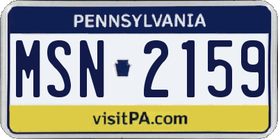 PA license plate MSN2159
