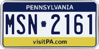 PA license plate MSN2161