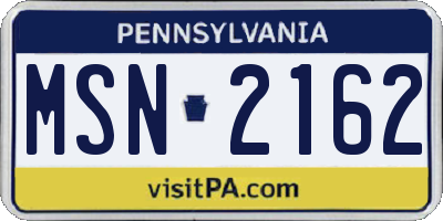 PA license plate MSN2162