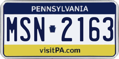 PA license plate MSN2163